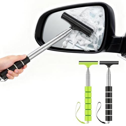 2 PCS Side Mirror Squeegee Car Mirror Squeegee, Retractable Car Rearview Mirror Wiper for Universal Automotive Accessories - color: 2-pack (1 Black + 1 Green)