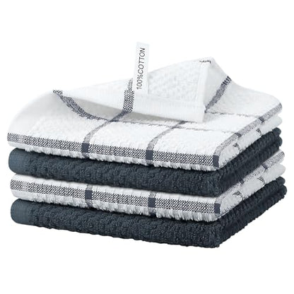 Niallant 4PCS Cotton Terry Dish Rags, Quick Drying Dish Cloths, Kitchen Towels, Grey, 12x12in - color: Grey, size: 12 x 12 in - 4PCS