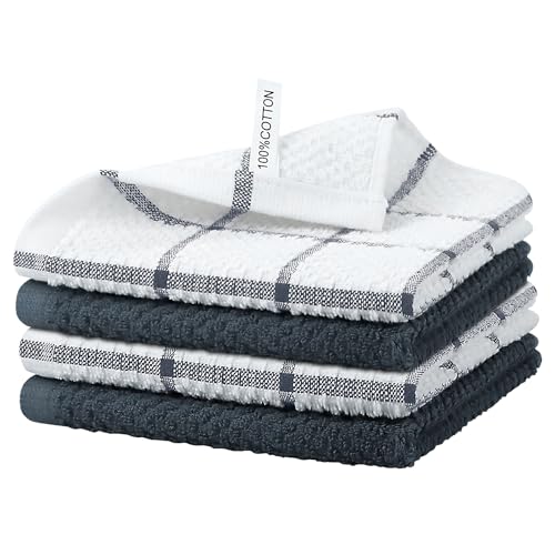 Niallant 4PCS Cotton Terry Dish Rags, Quick Drying Dish Cloths, Kitchen Towels, Grey, 12x12in - color: Grey, size: 12 x 12 in - 4PCS