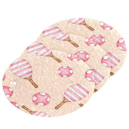 Pink Striped Pickleball Dish Scrub Sponges Kitchen Non Scratch Reusable Compressed Cellulose Sponge Hanging for Household Cleaning Washing Dishes Pots and Pans 3 Pack - color: Pattern5