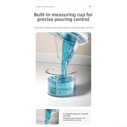 Transparent sealed laundry detergent canister with reflow design and graduated markings, constructed from PET material for organized and mess storage of laundry additives (0.6L) - size: 0.6L