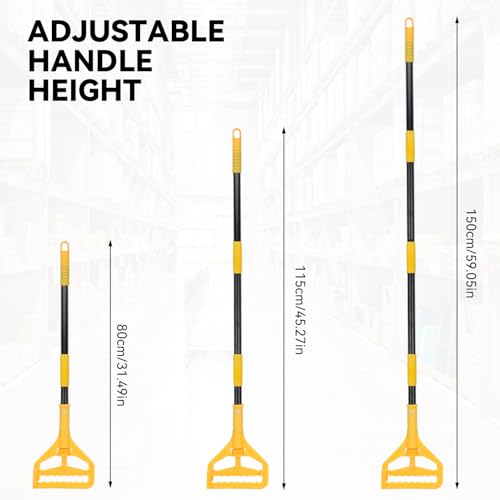Mop Handle Commercial Heavy Duty - 57 Inch Industrial Metal Mop Stick Replacement for Floor Cleaning - Professional Mops Head Replacement Holder - color: Black&Yellow 1 - Plastic Clamp