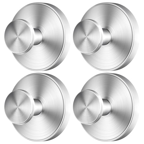 2026 Upgraded Drill-Free Suction Cup Hooks, Stainless Steel Suction Cup Hooks for Shower, Mirror, Wall, Bathroom, Glass, Hanging Towels - 4 Pack, Brushed Silver - color: Brushed Silver