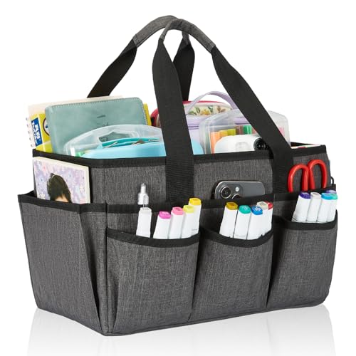 Craft Tote Bag, Art Organizer,Cleaning Supply Caddy, Carrying Bag with Handle for Multi-Purpose, Organizer Caddy for Pets (Gray) - color: Gray