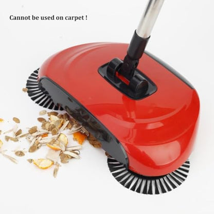 Manual Carpet Sweeper - 3-in-1 Hand Push Floor Cleaner with 360° Rotating Mop, Dustpan & Trash Bin for Hardwood and Ceramic Tile Cleaning - color: Blue