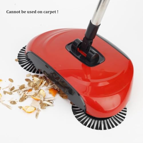 Manual Carpet Sweeper - 3-in-1 Hand Push Floor Cleaner with 360° Rotating Mop, Dustpan & Trash Bin for Hardwood and Ceramic Tile Cleaning - color: Lake Blue