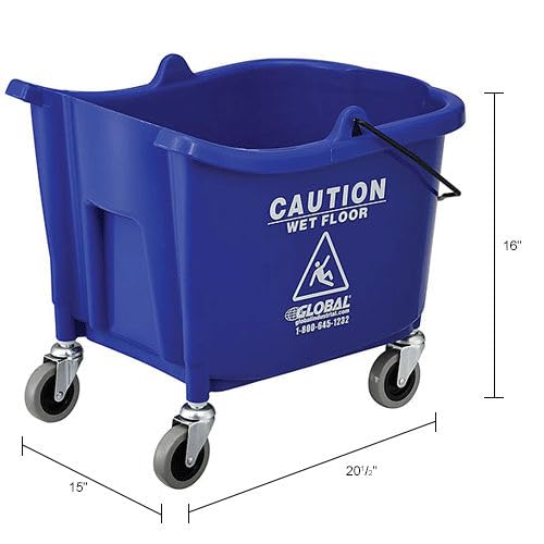 Global Industrial Commercial Mop Bucket and Wringer Combo with Side Press, 38 Quart Capacity, Durable Corrosion-Resistant Polypropylene, 3" Swivel Casters, Blue - color: Blue