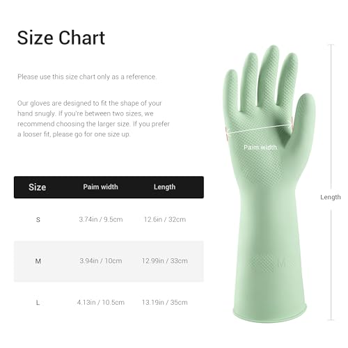 ThxToms 4 Pairs Reusable Rubber Gloves, 13" Natural Latex, 10mil Thick Heavy Duty Dishwashing & Cleaning Gloves, Non-Slip Grip, Multi-Color, Ideal for Kitchen, Bathroom, Car, & Garden Cleaning, Small - size: Large