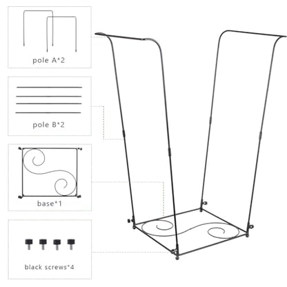 Trash Bag Holder, 30-45 Gallon Portable Leaf Bag Holder, Metal Garbage Bag Holder, S Pattern Trash Bag Holder Stand for Camping, Party, Wedding，Gardening - color: BlackF-1 PC