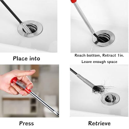 77 Inch Flexible Drain Snake Grabber, Long 4-Claw Pickup Tool for Sink, Shower, Bathtub Drains and Tight Spaces - style: drain snake grabber