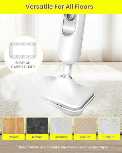 Steam Mop for Floor Cleaning, Effortless Ergonomic Design Floor Steamer for Hardwood and Tile, Adjustable Steam Modes, 1500W High Power, 16.4ft Cord, 400Ml XL Tank, 2 Washable Pad (1) (1)
