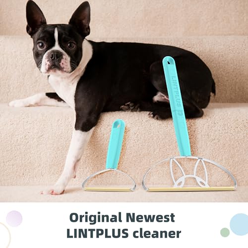 MAX & Pro LINTPLUS Pet Hair Remover Bundle-2-in-1 Adjustable & Fixed Handle Duo, Large + Compact Tools for Carpets, Furniture, Cars, and Tight Spaces