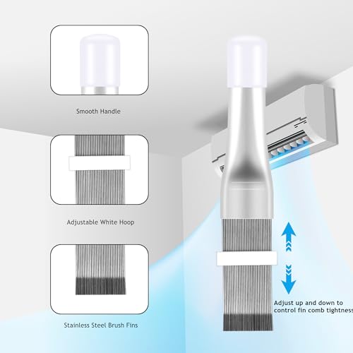 3 Pcs Air Conditioner Fin Comb Cleaner kit AC Coil Cleaning Brush Fin Combs Condenser Fin Straightener AC Evaporator Comb Radiator Repair Clean Tool (Blue) - color: Blue