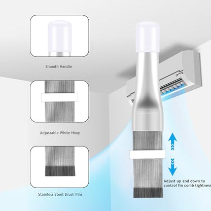 3 Pcs Air Conditioner Fin Comb Cleaner kit AC Coil Cleaning Brush Fin Combs Condenser Fin Straightener AC Evaporator Comb Radiator Repair Clean Tool (Blue) - color: Blue