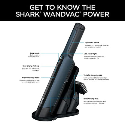Shark WANDVAC Cordless Hand Vacuum, Ultra-Lightweight & Portable with Powerful Suction & Tools for Pets, Designed for Car & Home, Dark Blue, WV410BL - style: Wandvac - Dark Blue