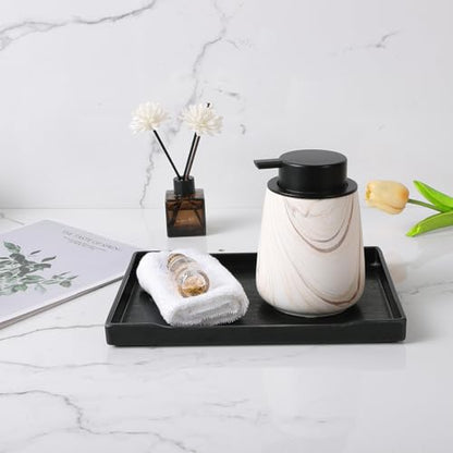 12Oz Ceramic Liquid Soap Dispenser - Modern Lotion Hand Soap Dispenser with Easy-to-Press Black Pump, Reusable and Refillable Dish Soap Dispensers for Bathroom & Kitchen, Marble Brown - color: Marble Brown, style: Liquid Pump