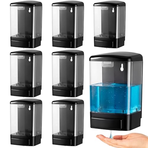 Hushee 8 Pcs Plastic Wall Mounted Soap Dispenser Commercial Manual Soap Containers Wall Dispenser for Kitchen Shower Hotel Liquid Shampoo Gel Chamber (33.8 oz 1000 ml,Black and Clear) - color: Black and Clear, size: 33.8 oz 1000 ml