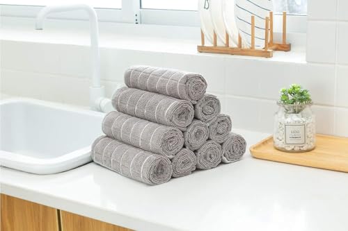 Microfiber Kitchen Towels and Cleaning Cloths, 4 Pack - Ultra Soft, Super Absorbent, Lint-Free - Lattice Pattern Dish Towels, 12x12 Inches（Grey） - color: Grey