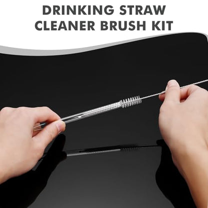 Straw Cleaner Brush, Reusable Metal Handles Straw Cleaning Brush Extra Long for Mug 40, 30, 20 oz, 10mm 15mm Wide for Sippy Cup, Water Bottle and Tubes Pipe