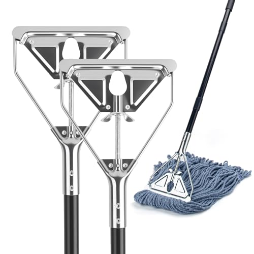 KeFanta 60" Metal Mop Handle Commercial Heavy Duty, Quick Change Industrial Mop Stick Replacemet,Side Gate Mops Head Replacement Holder for Floor Cleaning(2 Pack) - style: 2 Pack Mop Handle
