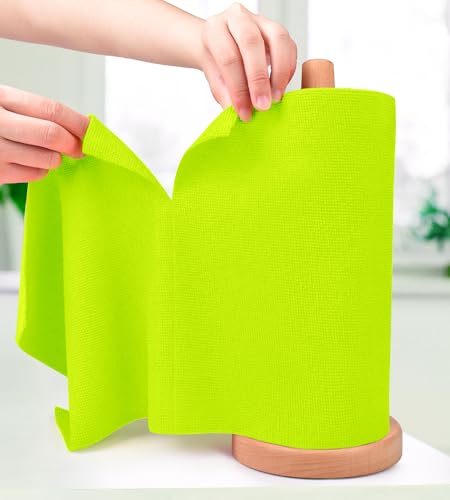 KitchLife Microfiber Cleaning Cloth Roll - Tear-Away Reusable Microfiber Paper Towels, Lint-Free, Washable, 20 Sheets for Kitchen, Car, Dishes, and Sensitive Surfaces (Neon Green) - color: Neon Green
