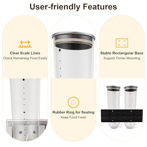 Wall-mounted Food Dispenser, 3L 2 Buckets Coffee Bean Candy Rice Dispenser, Dry Food Dispenser Cereal Dispenser Grain Storage Dispenser for Home, Kitchen, Countertop, Cutlery Rack (White) - color: White