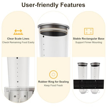 Wall-mounted Food Dispenser, 3L 2 Buckets Coffee Bean Candy Rice Dispenser, Dry Food Dispenser Cereal Dispenser Grain Storage Dispenser for Home, Kitchen, Countertop, Cutlery Rack (White) - color: White