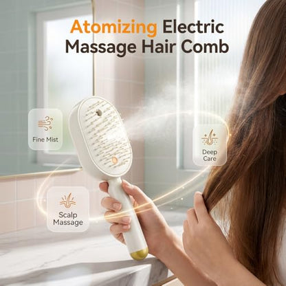 Electric Spray Air Cushion Massage Comb, 2026 New Air Cushion Brush with Self-Cleaning, Retractable Hairs Massage Brush for Frizzy Hair & Scalp Care, Relieve Hair Tangles and Dryness (Purple) - color: Purple