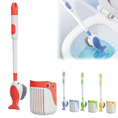 Suction Cup Toilet Brush Set, 2025 Wall-Mounted Toilet Cleaner with Built-in Liquid Dispenser & Quick-Dry Holder, Touch Free, Space-Saving Hygienic Bathroom Organizer for Home,RV,Boat (Red) - color: Red