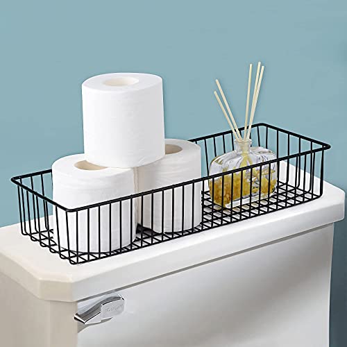 Farmhouse Decor Metal Wire Organizer Storage Basket Bin (1 Pack) -Toilet Paper Storage - Organization and Storage for Bathroom, Kitchen Cabinets, Pantry, Closets, Craft Room, Garage (Black) - size: 1PC Standard Basket Black