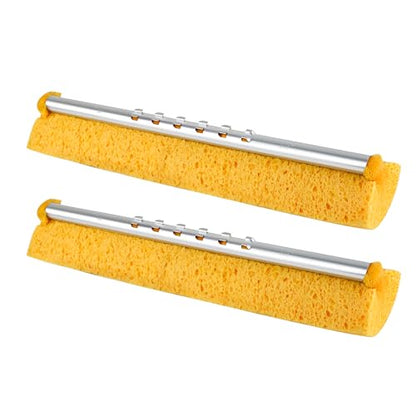 2 Cellulose Sponge Pop Up Sponge Mop Heads Suitable for Wood, Ceramic Tiles and Other Flat Floors (2 Heads Only) (Dark Yellow) - color: Dark Yellow
