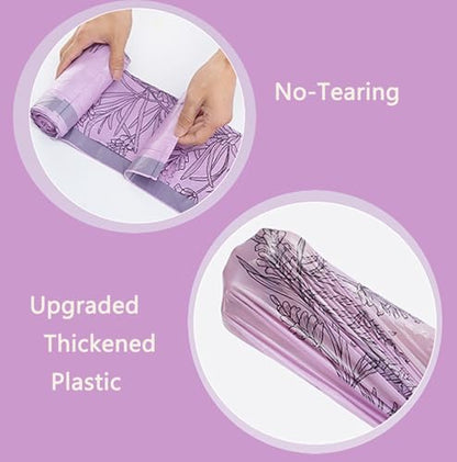 200pcs 2.6 Gallon Small Trash Bags Tearing-Free Drawstring for Bathroom Office Home Bedroom Trash Can with Purple Lavender Printed Garbage Basket Bags (2.6 Gallon Purple, 200 Count) - size: 1 Count (Pack of 200)
