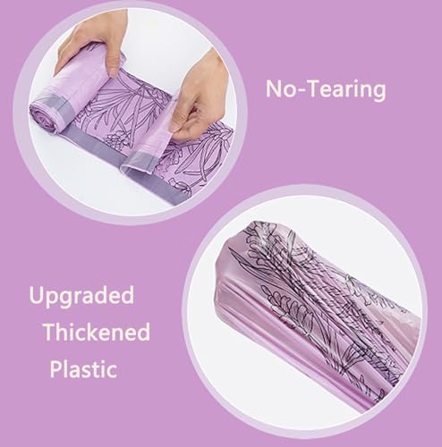 2.6 Gallon Small Trash Bags 150pcs Tearing-Free Drawstring for Bathroom Office Home Bedroom Trash Can with Purple Lavender Printed Garbage Basket Bags (2.6 Gallon Purple, 150 Count) - size: 1 Count (Pack of 150)
