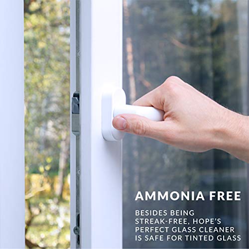 HOPE'S Perfect Glass Cleaner Spray, Streak-Free, Ammonia-Free Window, Mirror, Screen, and Shower Door Cleaner, Indoor and Outdoor Glass Surfaces, 32 Fl Oz, Pack of 1 With Microfiber Cloth - style: 32 Fl Oz (Pack of 1 With Microfiber Cloth)