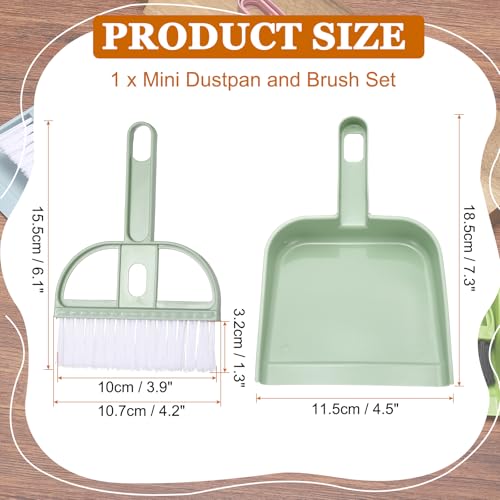 uxcell 2 Pcs Mini Dustpan and Brush Set, Small Broom and Dustpan Set for Home Office Tabletops Sofas Keyboards Cleaning, Green - color: Green