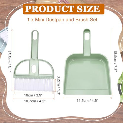 uxcell 2 Pcs Mini Dustpan and Brush Set, Small Broom and Dustpan Set for Home Office Tabletops Sofas Keyboards Cleaning, Green - color: Green