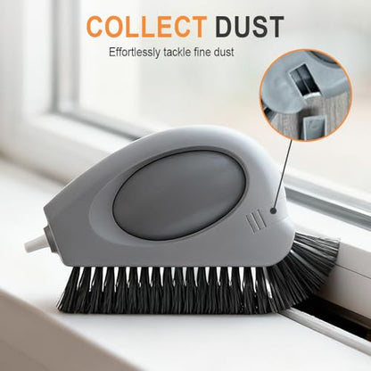 2 in 1 Groove Cleaning Brush, 2025 New Window Track Cleaning Tools, Multifunction Window Track Cleaner with Hard Bristle and Hidden Scraper, Crevice Brush for Sliding Door Track, Window Seal, Sill (1)