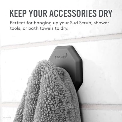 Sud Scrub Antimicrobial Shower Hooks, Self Adhesive, Heavy Duty Removable, Stick On for Hanging, Bathroom Towel Hook (Charcoal) - color: Charcoal