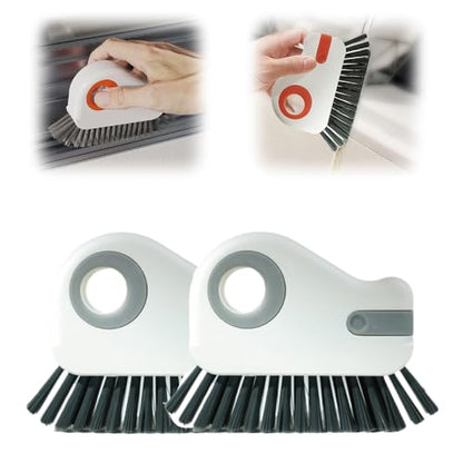 2 in 1 Groove Cleaning Brush, 2025 New Window Track Cleaning Tools, Multifunction Hard Bristle Cleaning Brush with Hidden Scraper for Sliding Door Track, Window Sill, Window Seal (Grey-2Pcs) - color: Grey-2pcs