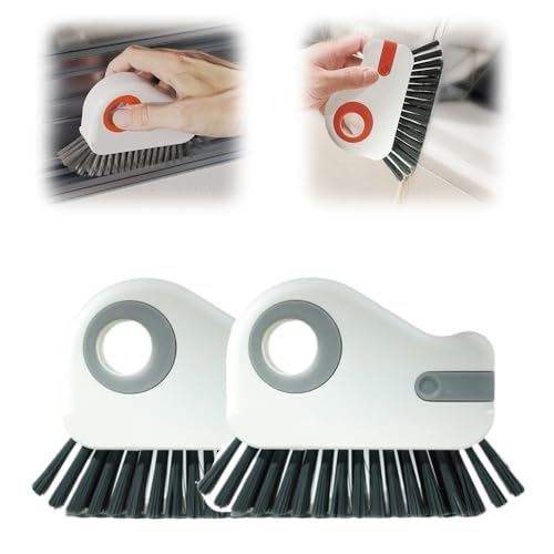 2 in 1 Groove Cleaning Brush, 2025 New Window Track Cleaning Tools, Multifunction Hard Bristle Cleaning Brush with Hidden Scraper for Sliding Door Track, Window Sill, Window Seal (Grey-2Pcs) - color: Grey-2pcs