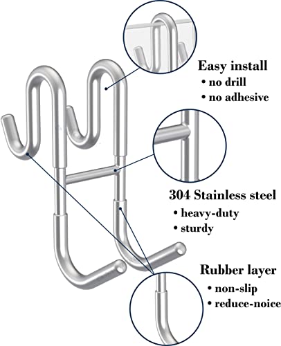 NACETURE Double Shower Door Hooks - Shower Hook Over The Door Towel Hook for Frameless Glass, Bathroom Hooks for Squeegee Rack, Robe, Organize (2 Pack) - style: Clear 2 Pack