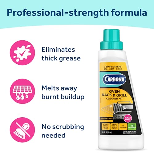 Carbona Oven Rack & Grill Cleaner | Eliminates Thick Grease & Build-Up | Griddle & BBQ Cleaning Solution | 16.8 Fl Oz, 2 Pack - size: 16.8 Fl Oz (Pack of 2)