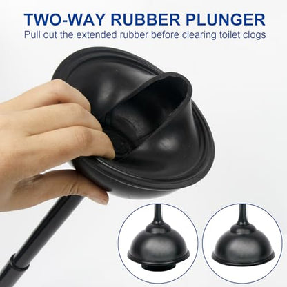 CELOX 2 Sets Black Toilet Brush and Plunger Set for Bathroom Heavy Duty - color: Shiny-black