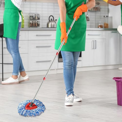 Spin Mop Set Compatible with O Cedar Rinse Clean 2-Tank System, Include 2 Blue Mop Heads Replacements, 1 Base, 1 Mop Handle (30-58in) Combo, Microfiber Spin Mop Replacement Head Replacement