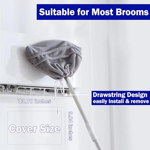 2 Pack Broom Cloth Covers Wet or Dry Cleaning Mops with Adjustable Drawstring Closure Multi-Purpose Microfiber Floor Towel Washable Reusable Cleaning Cloth for Pet Hair, Dust, Stain, Windows (Blue) - color: Blue