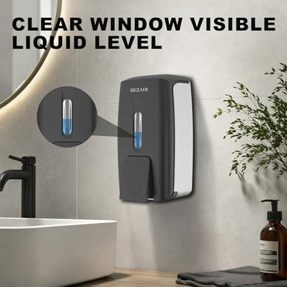 800ml Manual Soap Dispenser Wall Mount with Lock for Bathroom Kitchen Liquid Sanitizer ABS Balck 9088 - color: Black