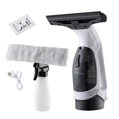 Window Vacuum Rechargeable, Handheld Window Vacuum Squeegee Cordless with Spray/Wipe/Suck up Water, 2KPa Powerful for Mirror Glass Windshield