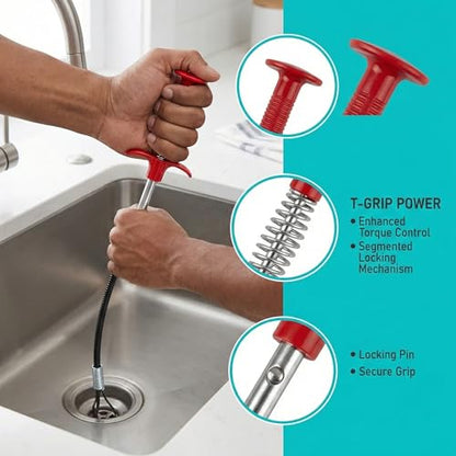 35 inch Drain Snake Hair Drain Clog Remover Tool,Flexible Grabber Claw Pick Up Reacher Tool for Litter Pick, Toilet, Sewer, Shower, Kitchen Sink