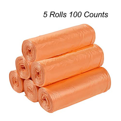 Small Trash Bags Strong Thicken Biodegradable Garbage Bag Wastebasket for Kitchen Office Home Bathroom Bedroom 100 Counts Random Color, Orange, 17.7 inch x 19.7 inch(45 x 50 cm)
