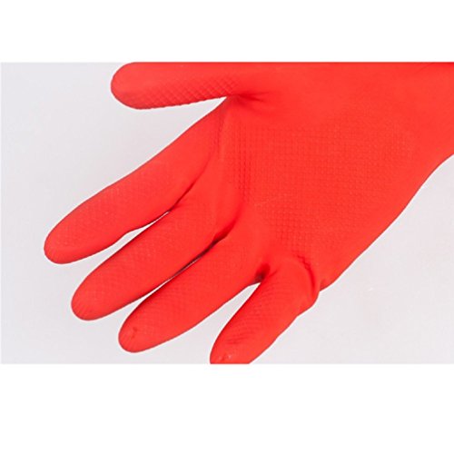 Kitchen Rubber Cleaning Gloves with Warm Lining Household Thickening PU Waterproof Dishwashing Latex Glove Large 2 Pairs